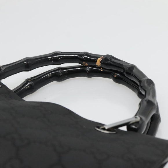 GUCCI Bamboo GG Canvas Hand Bag Nylon Black 002 1016 Auth 131953