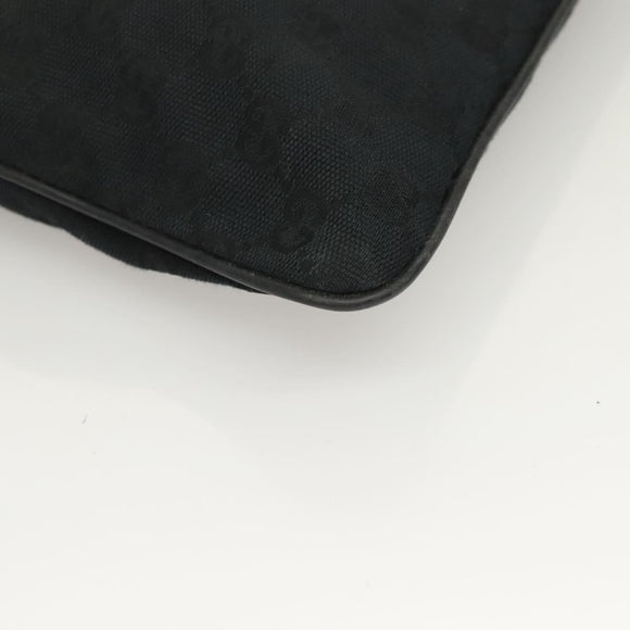 GUCCI GG Canvas Web Sherry Line Shoulder Bag Black Silver 146309 Auth 131956