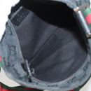 GUCCI GG Canvas Web Sherry Line Shoulder Bag Black Silver 146309 Auth 131956-11