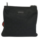 GUCCI GG Canvas Web Sherry Line Shoulder Bag Black Silver 146309 Auth 131956-13