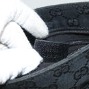 GUCCI GG Canvas Web Sherry Line Shoulder Bag Black Silver 146309 Auth 131956-12