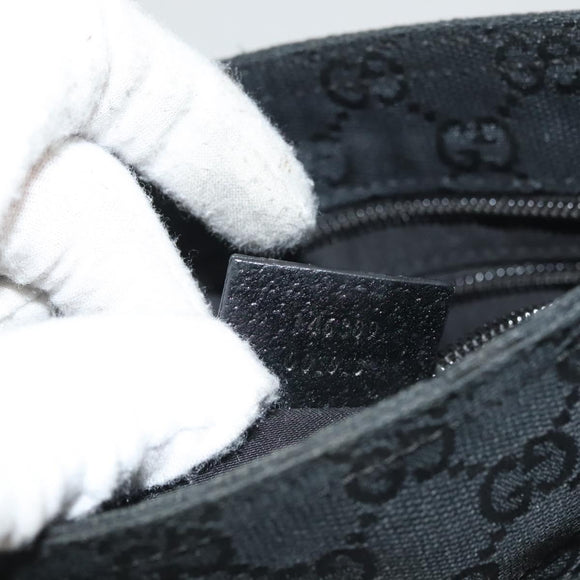 GUCCI GG Canvas Web Sherry Line Shoulder Bag Black Silver 146309 Auth 131956