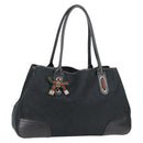 GUCCI GG Canvas Web Sherry Line Pretty Tote Bag Black Gold 163805 Auth 131957V-1