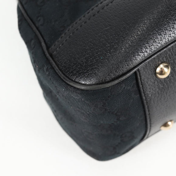 GUCCI GG Canvas Web Sherry Line Pretty Tote Bag Black Gold 163805 Auth 131957V