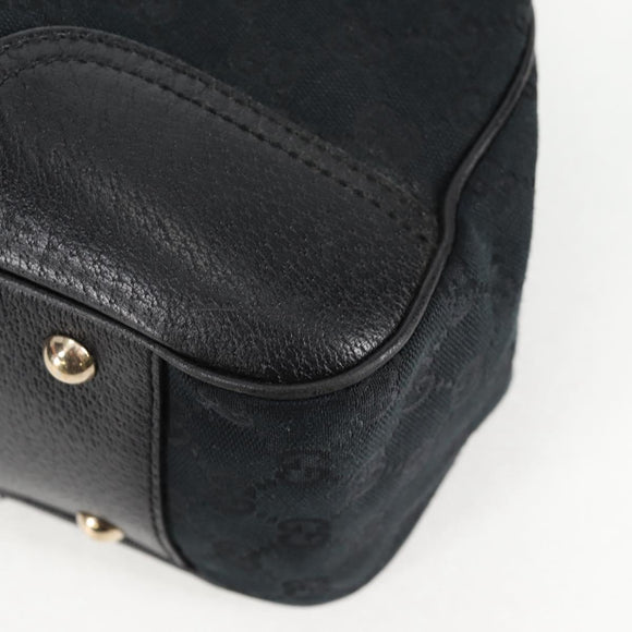 GUCCI GG Canvas Web Sherry Line Pretty Tote Bag Black Gold 163805 Auth 131957V