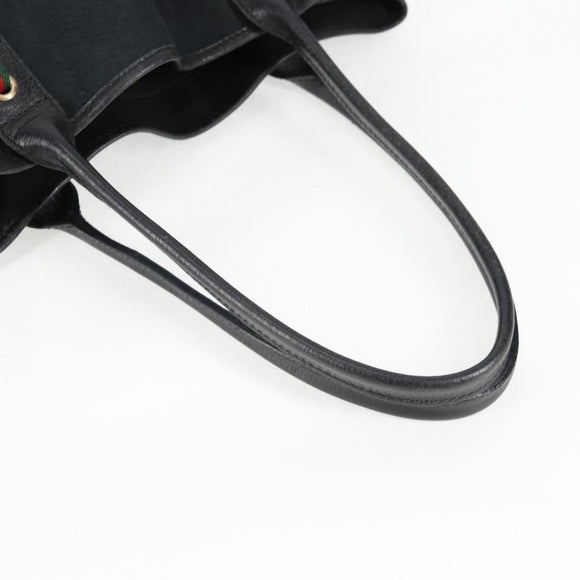 GUCCI GG Canvas Web Sherry Line Pretty Tote Bag Black Gold 163805 Auth 131957V