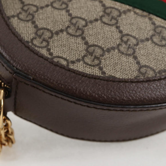 GUCCI GG Marmont Web Sherry Line Chain Bag PVC Beige Gold 550618 Auth 131980M