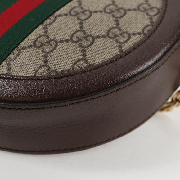 GUCCI GG Marmont Web Sherry Line Chain Bag PVC Beige Gold 550618 Auth 131980M
