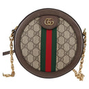 GUCCI GG Marmont Web Sherry Line Chain Bag PVC Beige Gold 550618 Auth 131980M-13