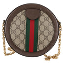 GUCCI GG Marmont Web Sherry Line Chain Bag PVC Beige Gold 550618 Auth 131980M-2