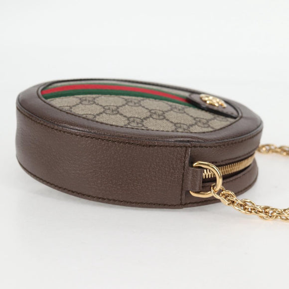 GUCCI GG Marmont Web Sherry Line Chain Bag PVC Beige Gold 550618 Auth 131980M