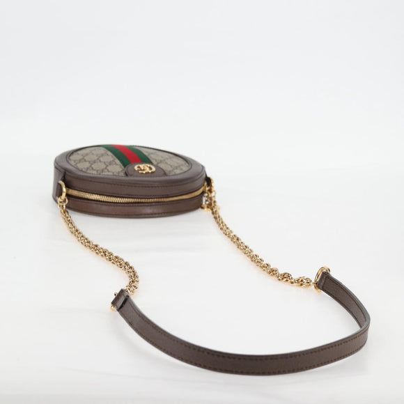 GUCCI GG Marmont Web Sherry Line Chain Bag PVC Beige Gold 550618 Auth 131980M
