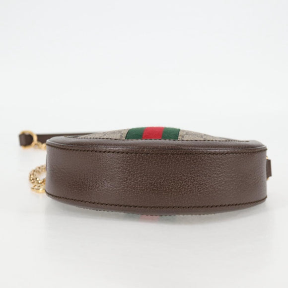 GUCCI GG Marmont Web Sherry Line Chain Bag PVC Beige Gold 550618 Auth 131980M