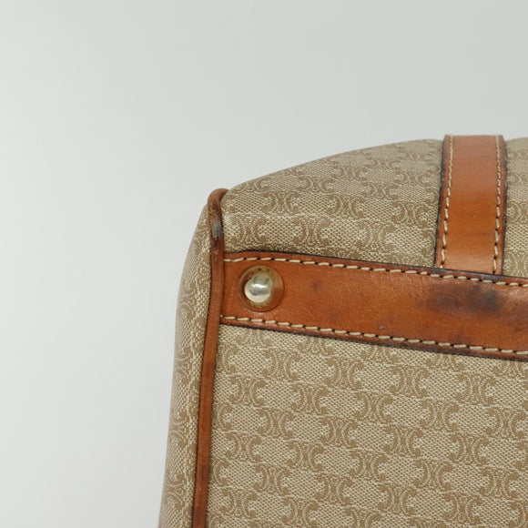 CELINE Macadam Canvas Hand Bag PVC Beige Gold Auth 131982