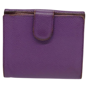 CHANEL COCO Mark Wallet Caviar Skin Purple Gold CC Auth 131984 - 0