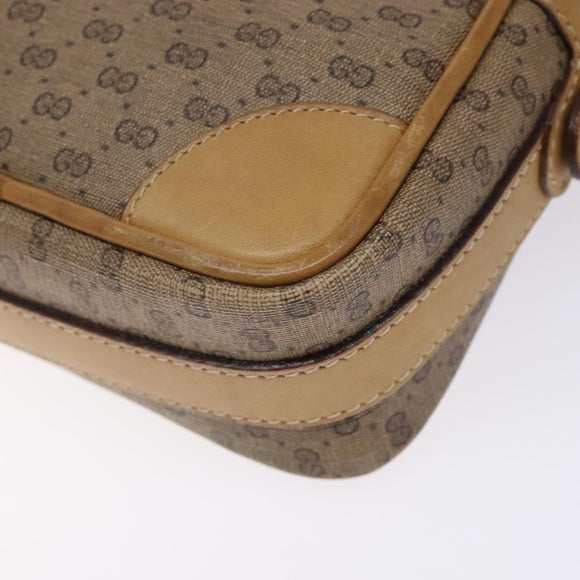 GUCCI Micro GG Supreme Shoulder Bag PVC Beige Gold Auth 131995