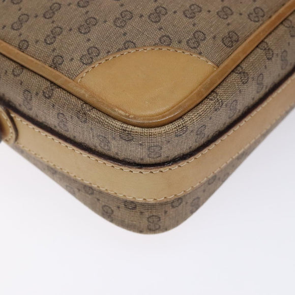 GUCCI Micro GG Supreme Shoulder Bag PVC Beige Gold Auth 131995