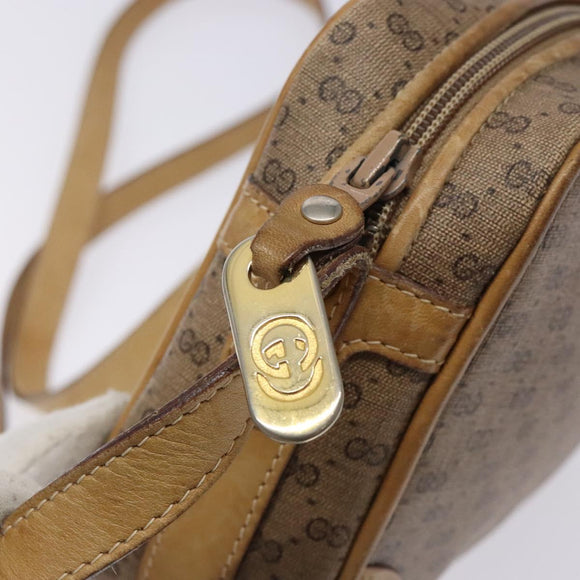 GUCCI Micro GG Supreme Shoulder Bag PVC Beige Gold Auth 131995