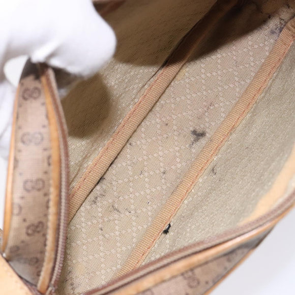 GUCCI Micro GG Supreme Shoulder Bag PVC Beige Gold Auth 131995