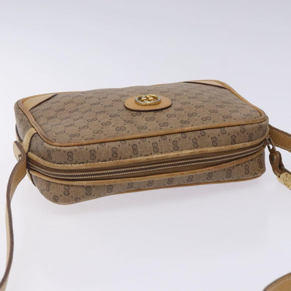 GUCCI Micro GG Supreme Shoulder Bag PVC Beige Gold Auth 131995