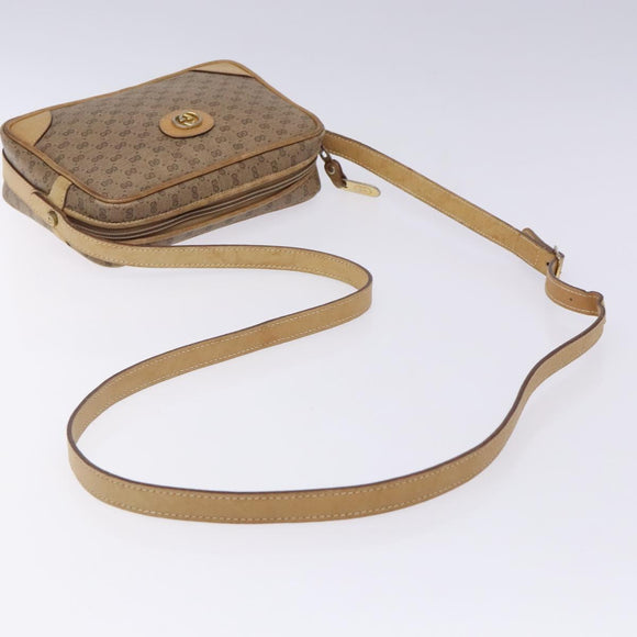 GUCCI Micro GG Supreme Shoulder Bag PVC Beige Gold Auth 131995