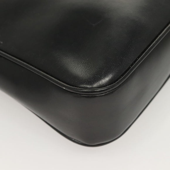 GUCCI Shoulder Bag Leather Black Gold Auth 131998