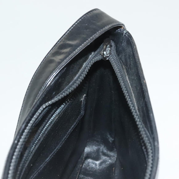 GUCCI Shoulder Bag Leather Black Gold Auth 131998