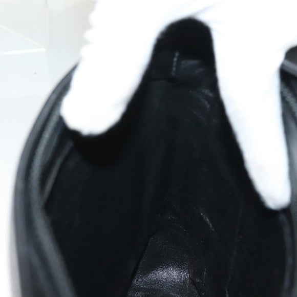 GUCCI Shoulder Bag Leather Black Gold Auth 131998