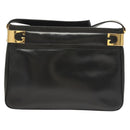 GUCCI Shoulder Bag Leather Black Gold Auth 131998-2