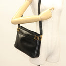 GUCCI Shoulder Bag Leather Black Gold Auth 131998-21
