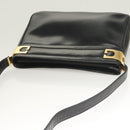 GUCCI Shoulder Bag Leather Black Gold Auth 131998-6
