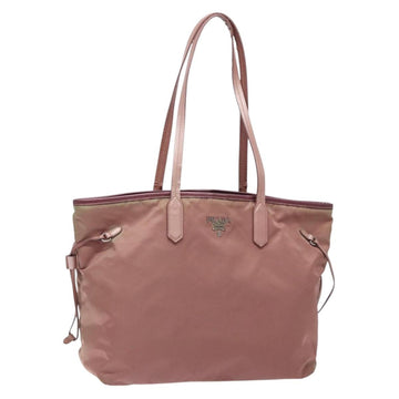 PRADA Tote Bag Nylon Pink Silver Auth 131999