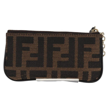 FENDI Zucca Canvas Coin Purse Brown Black gold Auth 132010V - 0