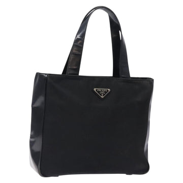 PRADA Hand Bag Nylon Black Silver Auth 132013