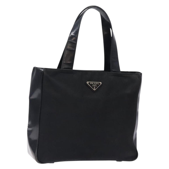 PRADA Hand Bag Nylon Black Silver Auth 132013