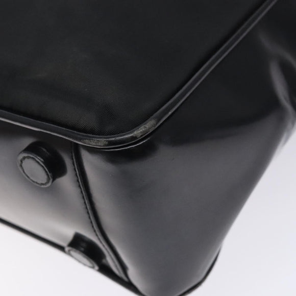 PRADA Hand Bag Nylon Black Silver Auth 132013