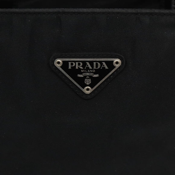 PRADA Hand Bag Nylon Black Silver Auth 132013