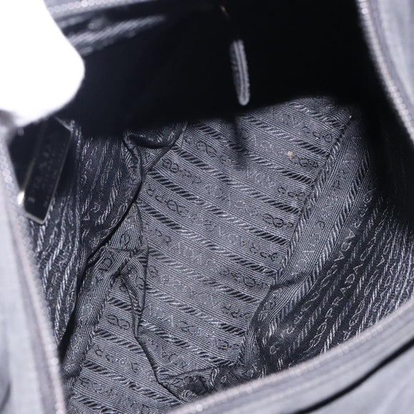 PRADA Hand Bag Nylon Black Silver Auth 132013