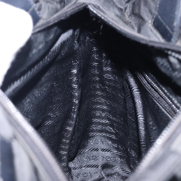 PRADA Hand Bag Nylon Black Silver Auth 132013