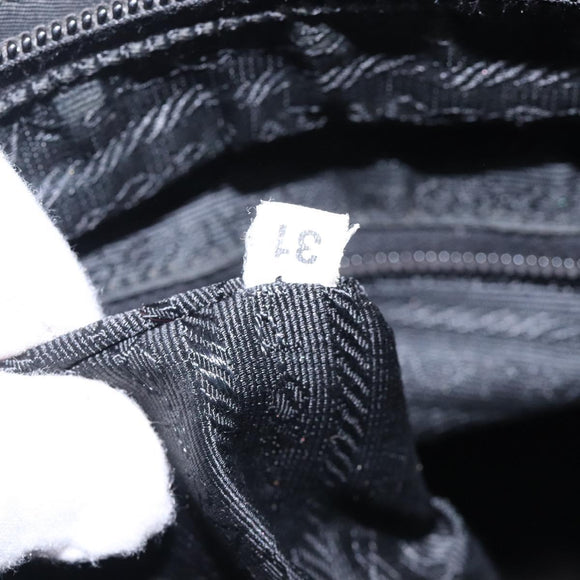 PRADA Hand Bag Nylon Black Silver Auth 132013