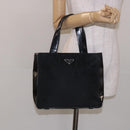 PRADA Hand Bag Nylon Black Silver Auth 132013-22
