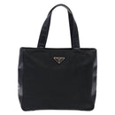 PRADA Hand Bag Nylon Black Silver Auth 132013-13