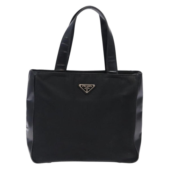 PRADA Hand Bag Nylon Black Silver Auth 132013