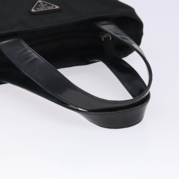 PRADA Hand Bag Nylon Black Silver Auth 132013