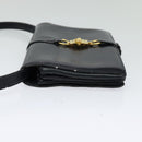 CELINE Shoulder Bag Leather Navy Gold Auth 132033-4