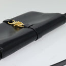 CELINE Shoulder Bag Leather Navy Gold Auth 132033-6