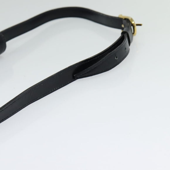 CELINE Shoulder Bag Leather Navy Gold Auth 132033