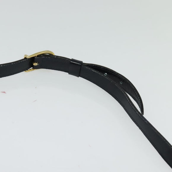 CELINE Shoulder Bag Leather Navy Gold Auth 132033