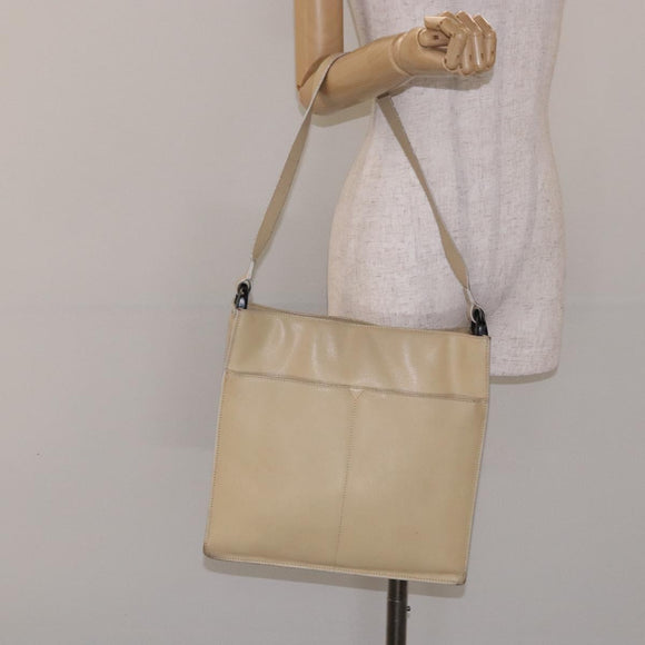 GUCCI Shoulder Bag Leather Beige Gold 001 3444 1801 Auth 132039