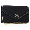 Christian Dior Trotter Canvas Chain Shoulder Bag Black Gold Auth 132040-1